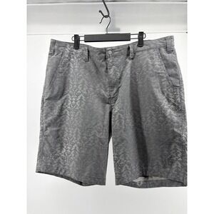 Alpine Design Flat Front Casual Shorts, Gray Geometric Print, Mens Size 40